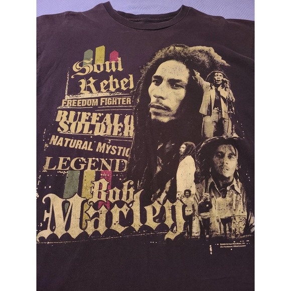 Zion Rootswear Bob Marley T-Shirt Men's Large Black Short Sleeve Crew Neck (VA2) - Picture 2 of 3